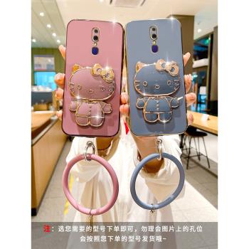 適用OPPOA9新款補妝鏡子KT貓支架手機殼可愛a9x潮牌小香風保護套時尚pcat10日韓個性耐臟電鍍高階ins閨蜜簡約