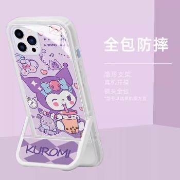 可愛庫洛米適用三星s21ultra手機殼s22ultra隱形支架s21+美樂蒂s20fe卡通a54a53軟萌a32a13全包a14a33a52防摔