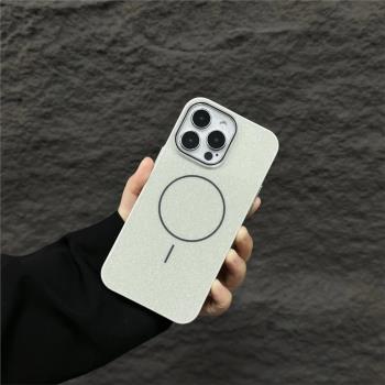 璀璨閃粉奢華高級感適用蘋果16promax細圈磁吸手機殼iPhone15Pro無線充電14pm全包防摔ip13/12/11保護套ins風