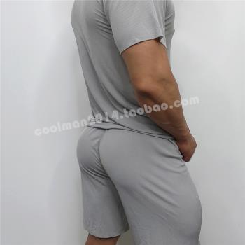 夏季居家服男士2024新款螺紋冰絲睡衣套裝休閑舒適無痕短袖短褲薄