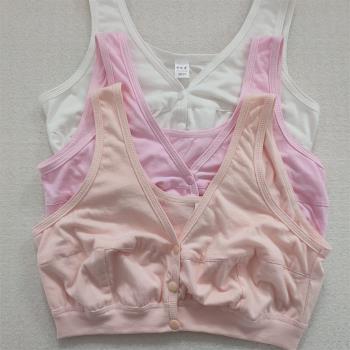 媽媽內衣女純棉大碼前扣文胸無鋼圈中老年人背心式婦女夏季胸罩