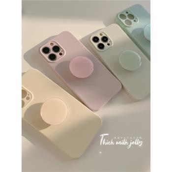 馬卡龍純色適用蘋果14手機殼iPhone13Pro Max新款13全包防摔12軟矽膠防滑iPhone11女款15簡約15pro保護套支架
