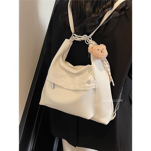 休閑通勤大容量女包包2025新款夏季百搭雙肩后背包多用單肩托特包