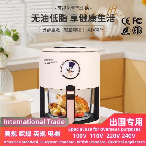 110v伏跨境可視6L玻璃款空氣炸鍋家用多功能全自動電炸鍋智能觸控
