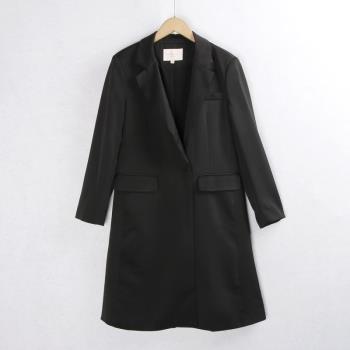 846長款西裝外套 春季翻領一粒紐扣氣質百搭純色長袖風衣女裝外貿