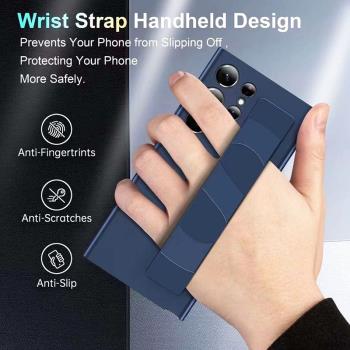 磨砂Samsung S23ultra手腕帶手機殼適用三星S23防指紋軟膠白色保護套S25ultra手環矽膠S24ultra黑色全包硬殼