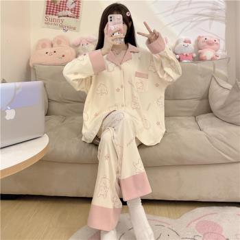 睡衣女春秋款長袖2025新款冬季套裝甜美可愛可外穿女士夏天家居服