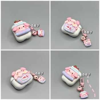 可愛立體貼片適用於弱水時砂琉璃ceramics透明矽膠防摔藍芽保護套琉璃X卡通草莓小豬萌系粉色豬頭無線耳機套