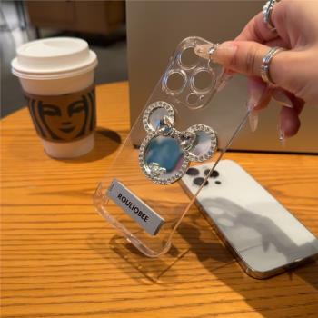 氣質補妝鏡子適用蘋果15promax新款iPhone14手機殼13pro電鍍金屬支架12硬11全包矽膠無邊框女plus防摔保護套