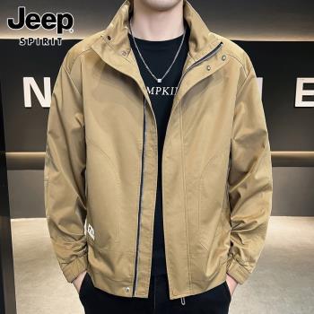 JEEP SPIRIT夾克外套男士春秋季潮牌立領工裝機能休閑上衣服男款