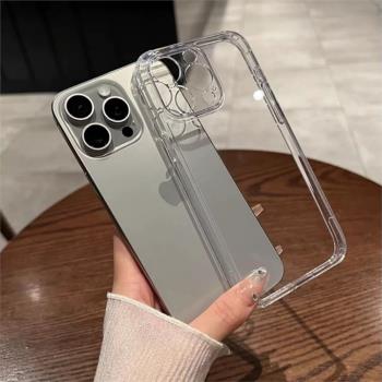 四角防摔夢中情殼簡約高透亞克力16pro適用於iPhone15promax手機殼蘋果14Pro透明15軟硬保護套13高階12男女