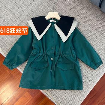 6024女童長袖風衣春秋外套上衣110-150cm