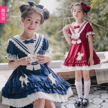 西班牙女童連衣裙童裝宮廷風短袖公主裙lolita蘿莉洋裝大童洛麗塔