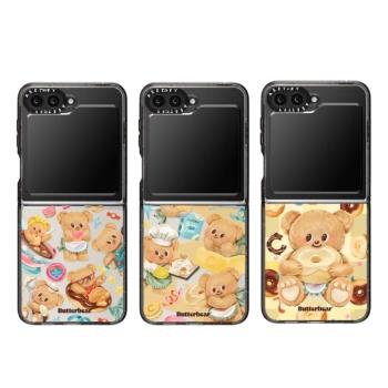 CASE聯名黃油小熊三星折疊Zflip6適用Zflip5手機殼Samung Zflip4透明亞克力3代高級防摔可愛保護套