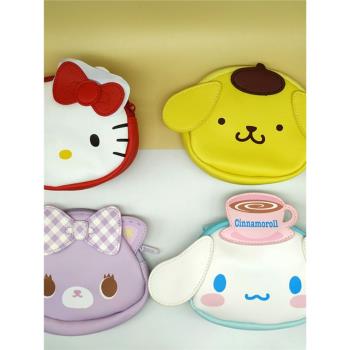 日單 三麗鷗Sanrio 布丁狗KT 多角色PU皮大頭卡包零錢包斜挎揹包