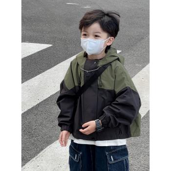 春秋裝韓版拼色連帽男童兒童裝夾克外套拉運動防水潮牌童裝沖風衣