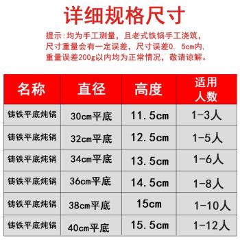 炒鍋不粘鍋章丘鐵鍋家用深型雙耳無塗層鑄鐵燉鍋湯鍋老式大號鐵鍋