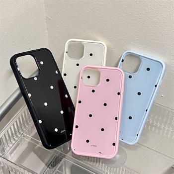 高階波點適用於蘋果15pro手機殼14二合一IPHONE12pro氣質13promax犀牛盾個性高級平替平果可愛保護防摔保護套