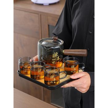 耐熱玻璃茶壺加厚輕奢高檔側把壺煮茶器電陶爐功夫茶具高溫泡茶壺