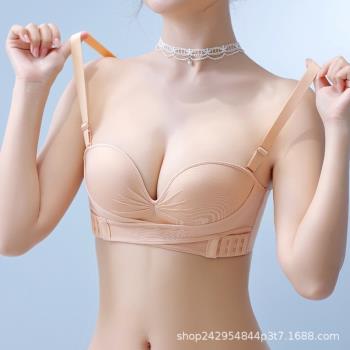 無肩帶內衣女小胸聚攏交叉前扣防滑裹胸無痕抹胸內搭隱形美背文胸
