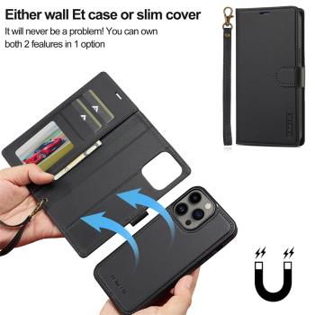 磁吸分體一殼兩用適用iPhone15promax手機殼翻蓋皮套14全包13防摔11錢包夾xr軟se3皮殼插卡證件槽12磁吸充電