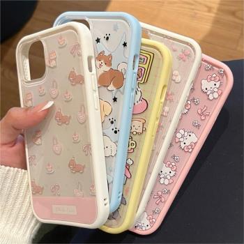 小狗日常適用於蘋果16pro手機殼15二合一IPHONE12pro氣質13/14promax犀牛盾個性高級平替平果可愛保護防摔套