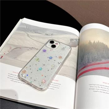 iphone13手機殼彩色寶石創意個性情侶小清新ins風立體膠滴閃粉透明小眾女款秋冬季新款蘋果16promax保護套
