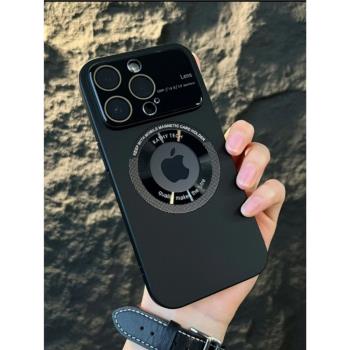 Magsafe磁吸無線充電大視窗漏標蘋果15promax手機殼新款16適用iPhone14pro磨砂膚感13高階感超薄12全包鏡頭殼