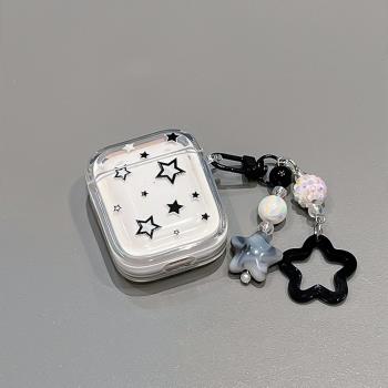 簡約黑星星適用Baseus倍思E3耳機套M02透明W04軟殼WM05真無線藍芽WM02保護殼M2/W04+潮storm3無線耳機套wo4/3