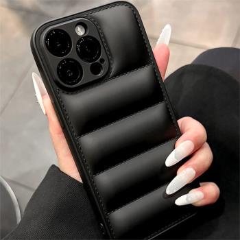 簡約黑色羽絨服適用三星s24ultra手機殼s21時尚大方s23fe商務高階s22+創意男女note20防摔a55/a15/a05s/a35軟
