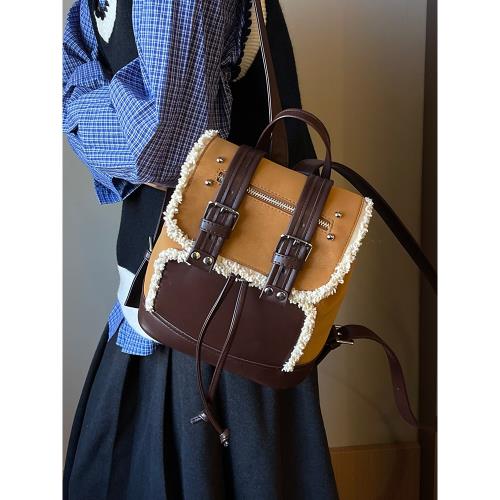 撞色磨砂雙肩包女2025新款時尚復古學院風書包春夏質感旅行后背包