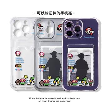 超級馬裡奧適用三星s24ultra手機殼s23+拍立得s21fe透明a05帶卡套a14卡包a23可放a32照片a51插卡a55卡套a72