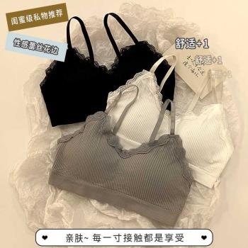 內衣女學生帶胸墊防震背心無鋼圈聚攏夏薄舒適透氣抹胸內外穿