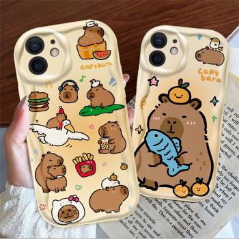 小水豚適用於蘋果11手機殼卡皮巴拉iPhone11Pro女款11Promax可愛卡通矽膠全包簡約小眾軟殼不撞款超火手機殼
