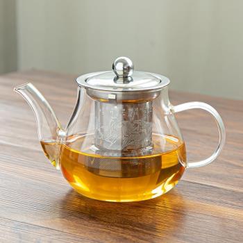 耐熱高溫玻璃茶壺可加熱家用功夫茶壺茶具套裝加厚過濾器泡花茶壺