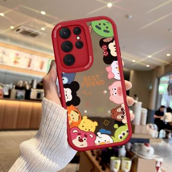 適用三星S25手機殼鏡面Q版頭像GalaxyS22/S23補妝鏡子S21鏡頭全包S20保護套s24卡通ultra女新款FE軟矽膠+防摔