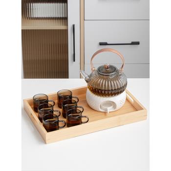 日式耐熱玻璃茶壺蠟燭臺溫茶泡茶家用電陶爐煮茶爐花茶提樑壺套裝