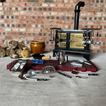 場景模型模擬微縮迷你小廚具平底鍋菜鏟勺子微景沙盤道具裝飾擺件