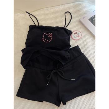 韓版女士純欲hellokitty吊帶睡衣女夏款小個子背心短褲家居服套裝