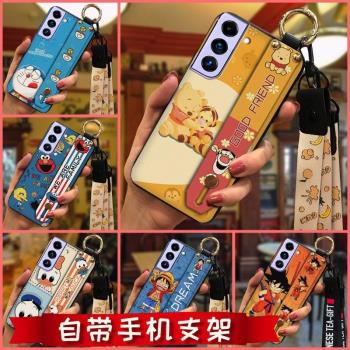 適用於三星S21/SM-G991手機殼外殼簡約卡通創意潮流軟矽膠腕帶