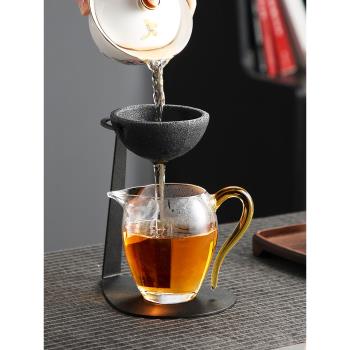 煌山無孔茶漏家用高檔玻璃公道杯茶濾網一體小青柑專用泡茶壺茶具