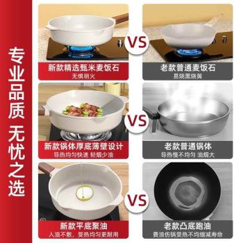 麥飯石平底不粘鍋家用牛排煎鍋煎蛋神器煎餅油炸電磁爐煤氣灶專用