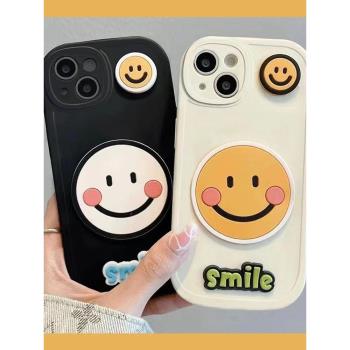 立體英文笑臉適用於三星s21/s22/s25/s23FE/note20/10/s10/s9/s8手機殼a52女款a55直邊s9A33保護套a53/54