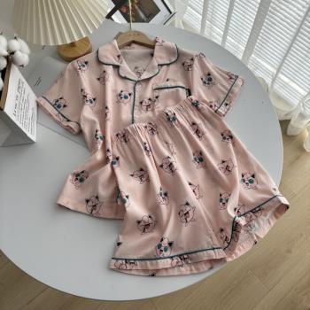 出韓國訂單尾貨，夏季可愛親膚涼感家居服上衣+褲子套裝33C1/4738