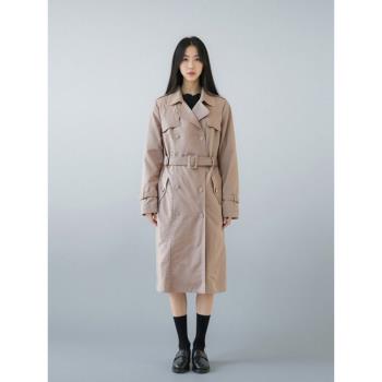 外貿原單出口歐美女士春秋季棉混紡經典雙排扣長款風衣外套大碼