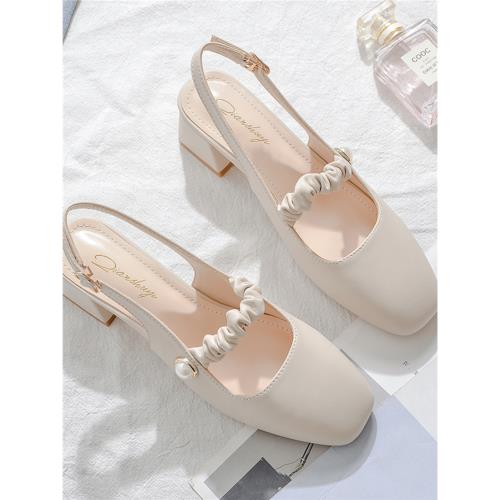 品牌鞋包頭涼鞋女2025年新款仙女風設計感粗跟懶人穆勒鞋半拖單鞋