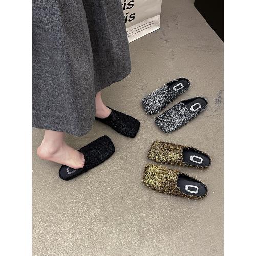 包頭半拖鞋女外穿2025年新款春夏一腳蹬懶人鞋休閑軟底瑪麗珍單鞋