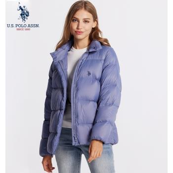 uspoloassn美國馬球協會短款羽絨服女加厚立領麵包服寬松冬季外套