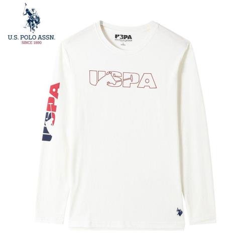 uspoloassn美國馬球協會 春秋男士圓領純棉t恤長袖 印花打底上衣