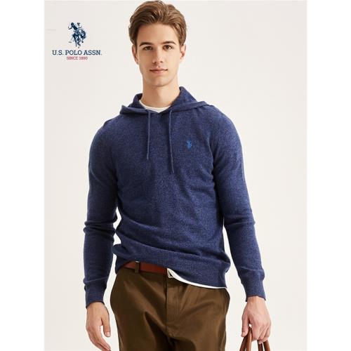 uspoloassn美國馬球協會 秋冬男士連帽保羅羊絨衫 保暖針織衛衣